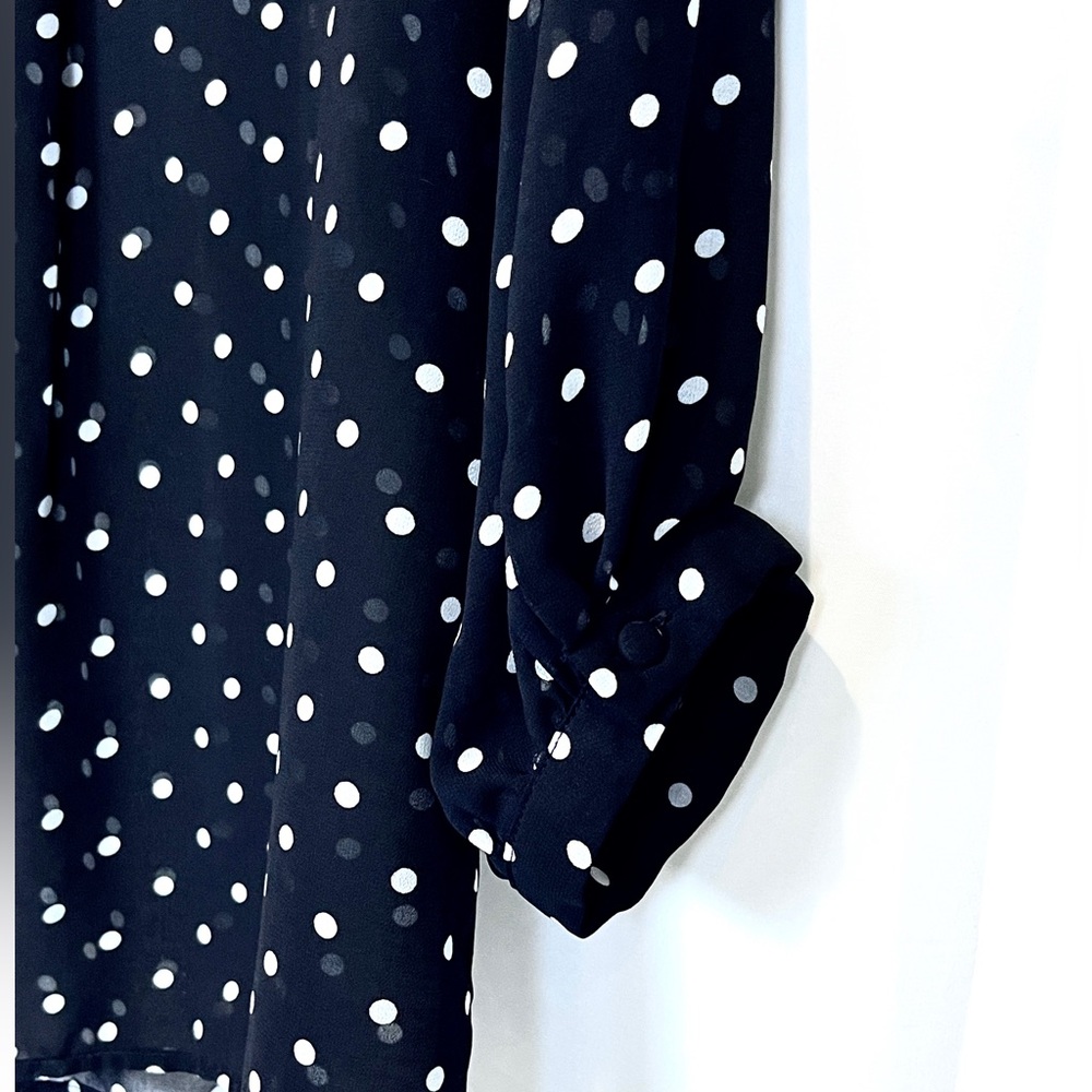 Women's Polka Dot Sheer Blouse Size Small black/white By Cotton On 3/4 Sleeve - Picture 8 of 15